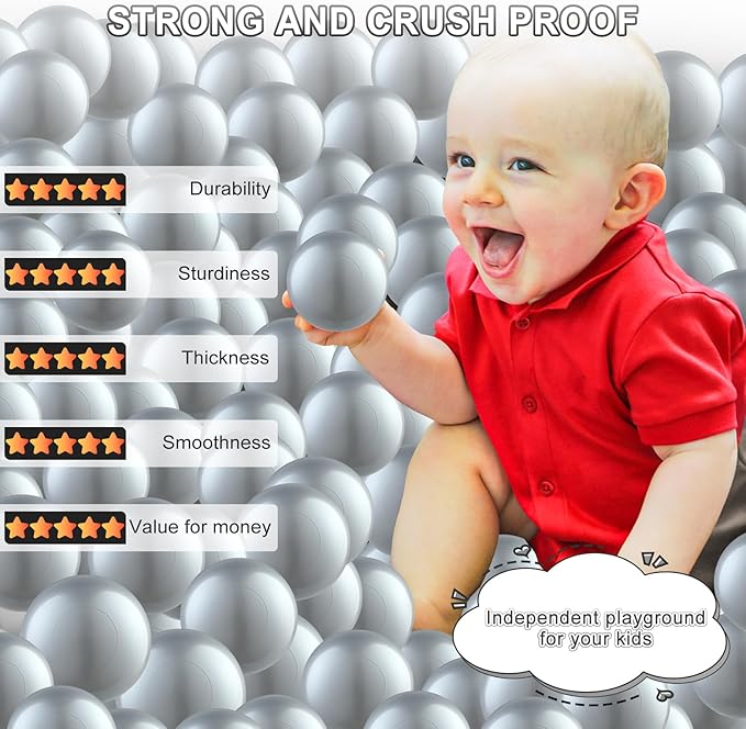 Clear Ball Pit Balls - Crush Proof Plastic Toy Balls for Boys and Girls