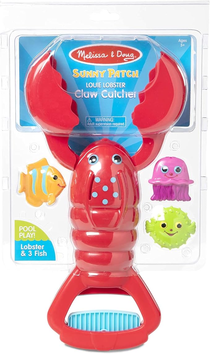 Melissa & Doug Sunny Patch Louie Lobster Claw Catcher - Grab-and-Squeeze Pool Toy