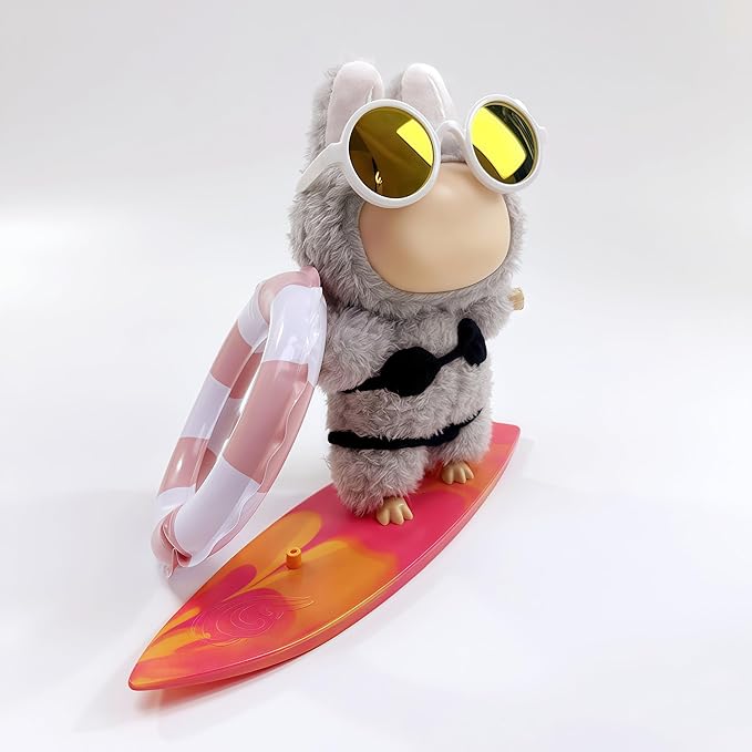 Summer Series - 17cm Doll Clothes, Swimsuit Doll Outfits 3 Sets of Bikini + Swimming Ring + Surfboard + Glasses(No Dolls)