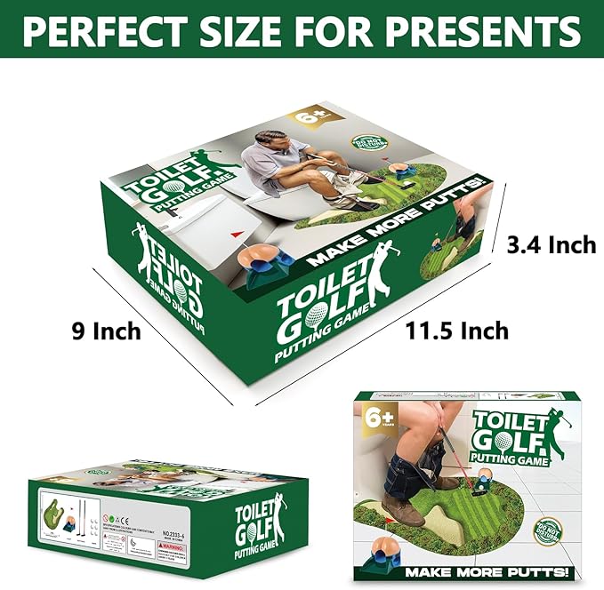 Toilet Golf Game Prank Box, 2 PCS Empty Gag Gift Pack, Wrap The Actual Gifts with a Fake Box, Funny White Elephant Gifts for Golfer, Husband, Dad, Brother and Boyfriend (Pack of 2)