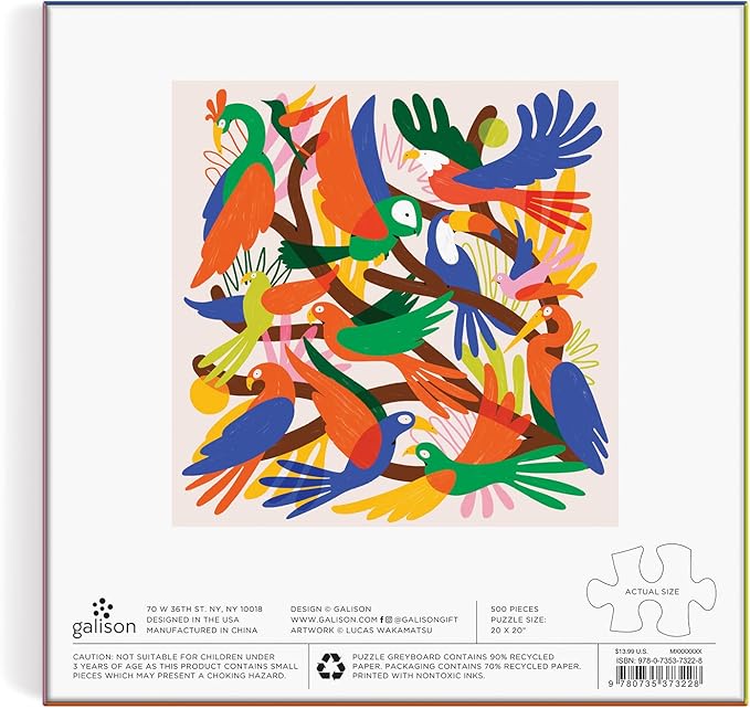Galison Chromatic Birds 500 Piece Puzzle from Galison - Fun and Challenging Puzzle for Adults, Colorful Modern Illustrations of Birds, Thick and Sturdy Pieces, Great Gift Idea
