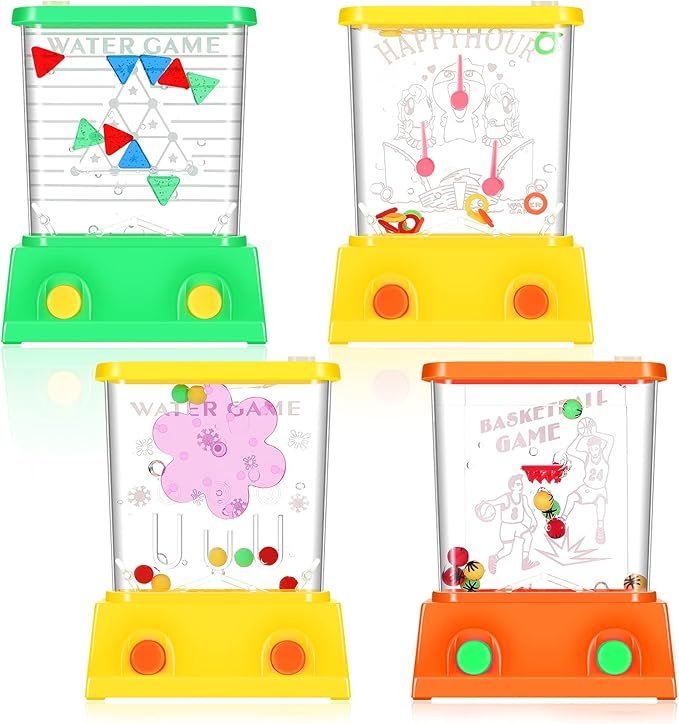 Gejoy 4 Pieces Water Games Handheld Easter Basket Stuffers for Kids Water Ring Toss Handheld Game Mini Retro Pastime Car Toys Fidget Autism Toys for Easter Children Boys Girls Birthday(Classic Style)