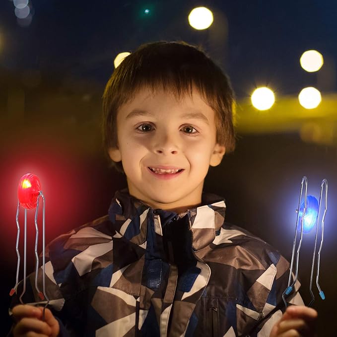 Sumind 6 Pcs Magnetic Gyro Wheels Toy Retro Light up Gyroscope Rails Twirler Easter Gyroscope Gift Kid Sensory Trick Yoyo Sensory Fidget Toys for Boy Girl(Wave Rail,Red, Blue, Green)