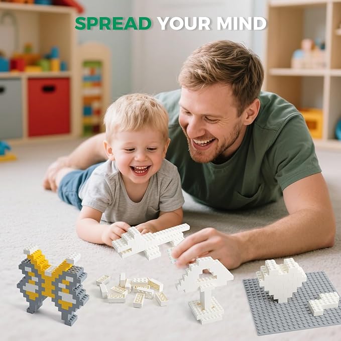 500 Piece Classic Building Bricks and 1 Gray Baseplate, 2x4 Bricks Bulk Creative Building Toys, Blocks Bulk for Kids Ages 6+, White(Small Bricks, 1.25x0.62x0.47 in)