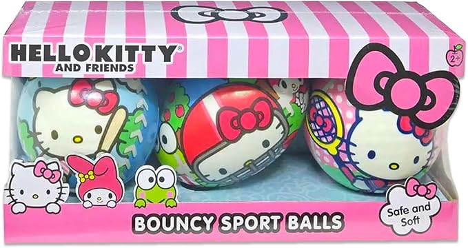 Hello Kitty Outdoor Toys for Girls, Kids - Bundle With 3 Mini Sports Balls, Jump Rope, and Stickers | Fitness Toys, Sport Playset