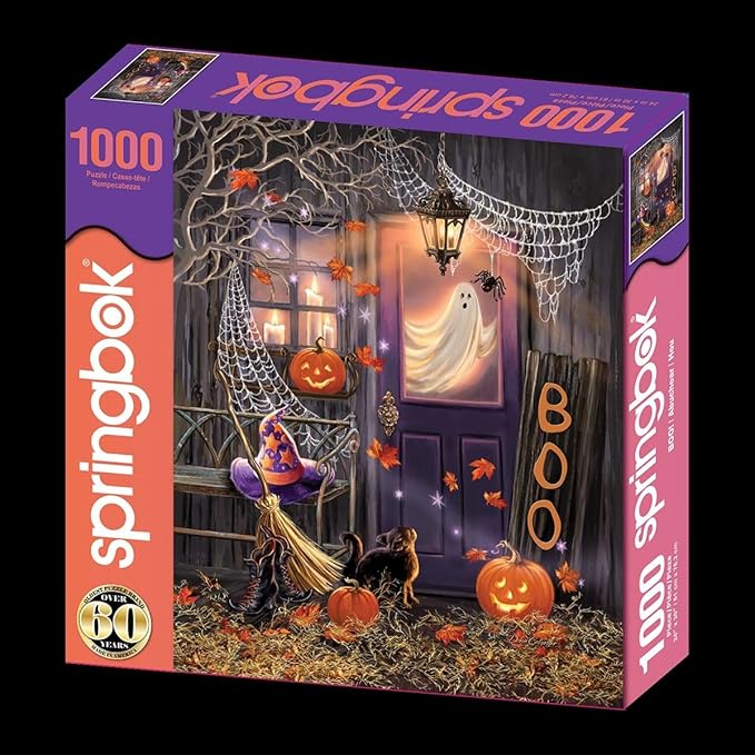 Springbok Boo! 1000 Piece Jigsaw Puzzle for Adults - Halloween Ghost - Unique Cut Pieces - Made in USA