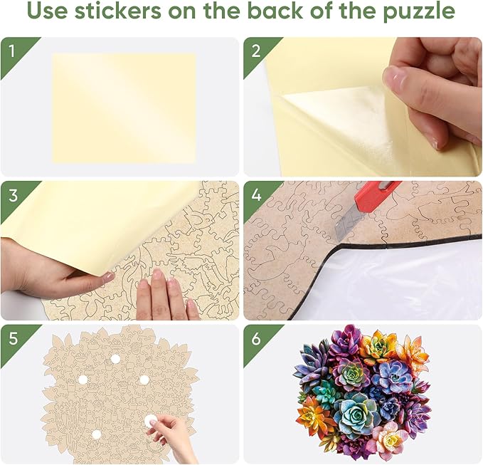 Bodhipnjoy Wooden Puzzles for Adults, Flower Succulent Jigsaw Puzzle- 5mm Thickness, Unique Irregular Wood Plant Puzzles, Creative Gifts for Birthday, 200 Piece, 11.4x11.3in