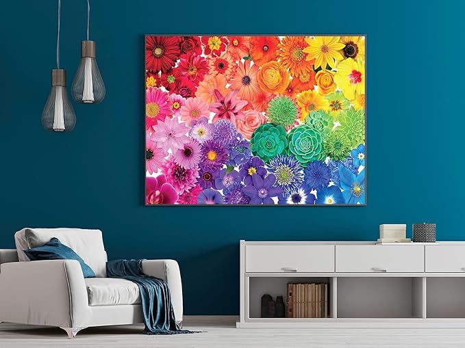 1000 Pieces Flower Puzzles for Adults, 2 Pack Colorful Flowers Jigsaw Puzzles, Spring Plants Rose Daisy Blooms Challenging Funny Puzzles for Friends Family Activity Game Nights Gifts