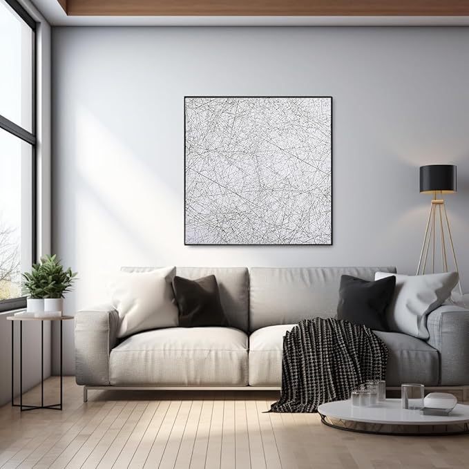 Bgraamiens Puzzle-The Lines -1000 Pieces Black and White Simple Fashion Challenge Blue Board Jigsaw Puzzles