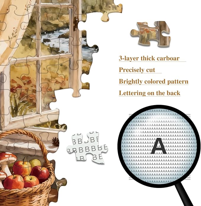 1000 Piece Puzzle for Adults Autumn Window View Jigsaw Puzzles Nature Landscape Puzzles Family Wall Decor Impossible Puzzle Fun Gift for Women Men (27.56x19.7 Inch)