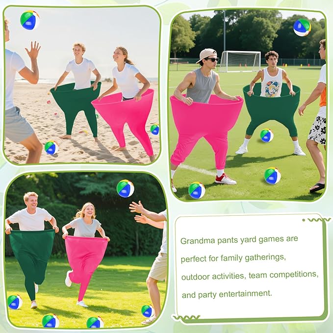 Granny Pants Yard Game,2pcs Granny Pants Outdoor Game for Adults and Family with 8 Bouncy Balls & 1 Air Pump (Random Colors),Granny Pants Game for BBQ, Beach & Backyard Parties