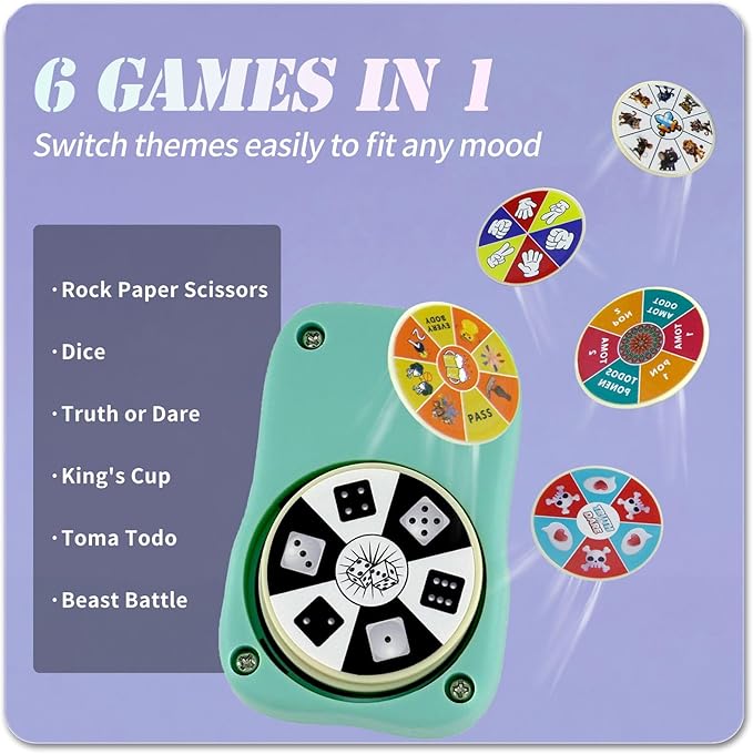 6 Games in 1 Spinner Toys for Party Rock Paper Scissors Kids Fun Christmas Toys White Elephant Gifts Party Game Fidget Toys for Teen Adult(Green)