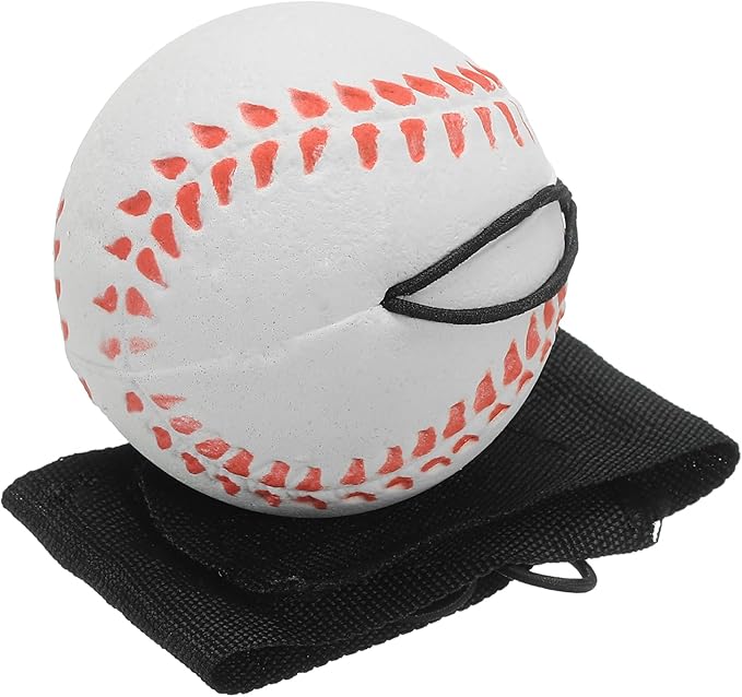 White Baseball Wrist Ball Wristband Sports Balls on a String Includes Basketball, Baseball and Football Return Rubber Rebound Ball for Party Favor, Exercise or Play Sports (1.9 inches)