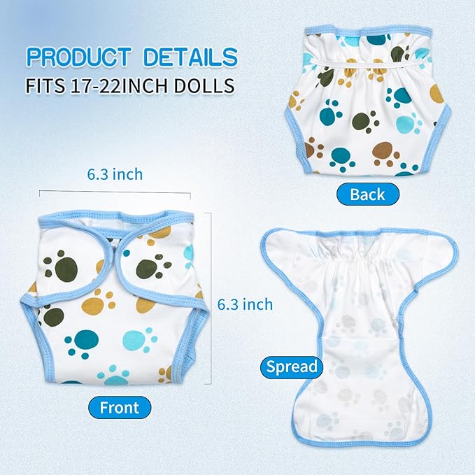 PEDOLLTREE 8 Pcs Reborn Baby Boy Doll Clothes Accessories Blue Puppy Set with Backpack Diaper for 17-22 Inch Reborn Doll Newborn Baby Boy