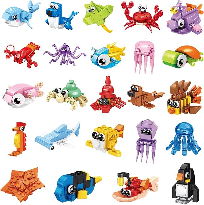 Party Favors for Kids - 24 Pack Animals Building Blocks for Goodie Bags Stocking Stuffers Classroom Prizes Birthday Gifts Toy Building Sets for Kids 6-12yrs