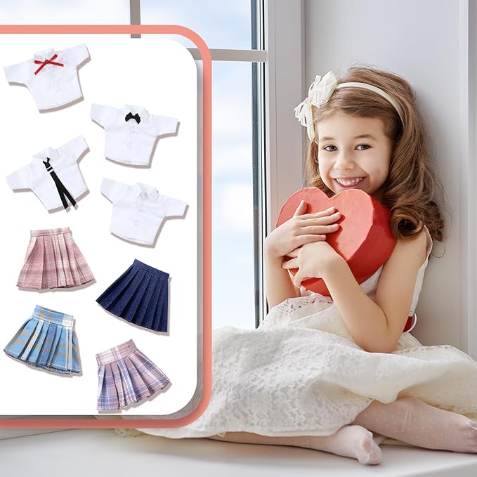 Bencailor 8 Pieces Doll Clothes for 11.8 Inch Doll Accessories Shirt Skirts Dress Outfit Clothing for Birthday Gift(Novel)