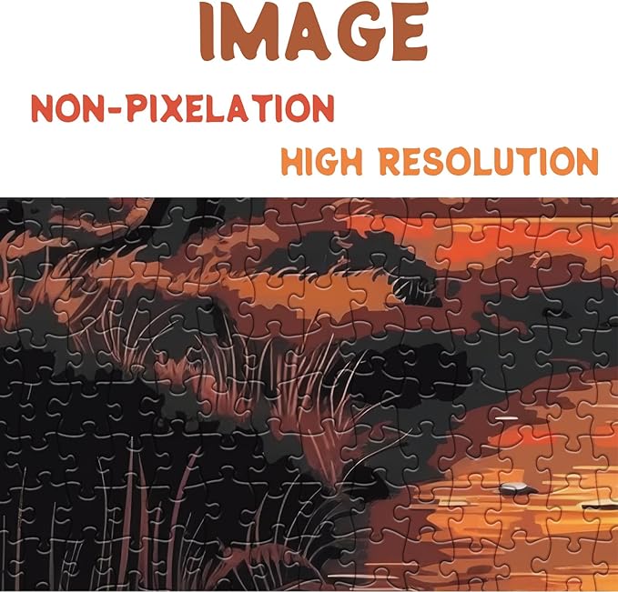 Sunset Elephant Puzzles for Adults 1000 Pieces, Nature Wildlife Scenic Jigsaw Puzzles, African Animal Art Puzzles