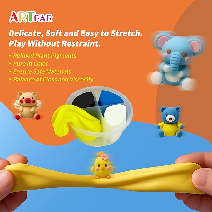 Air Dry Clay Kit for Kids-12 Animals Modeling Magic Clay,DIY Art Crafts Molding Clay Set,Ultra Light & Soft, Safe & Non-Stick with Sculpting Tools & Tutorials, Unique Gifts for Boys & Girls