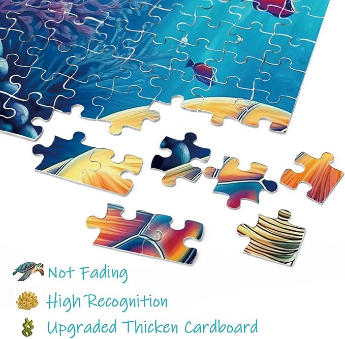 Sea Turtle Puzzle for Adults 1000 Pieces, Colorful Ocean Landscape Jigsaw Puzzle, Fish Sea Animal Marine Puzzle