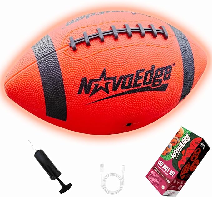 Glow in The Dark Football | LED Light Up Ball for Kids & Adults | Junior Size 6 | USB-C Rechargeable | Gift for Boys Girls Ages 6+ | Outdoor Night Games, Beach, Camping Fun