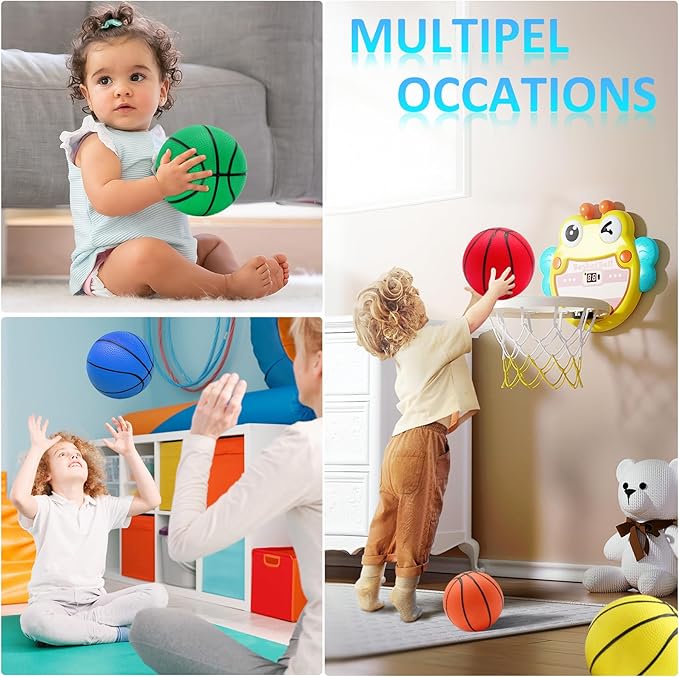 18Pcs 5" Mini Basketball Balls Bulk Small Basketballs Set, PVC Small Basketball for Over The Door Hoop Games Party Favors Indoor Outdoor Play Adults Kids Pool Beach Colorful