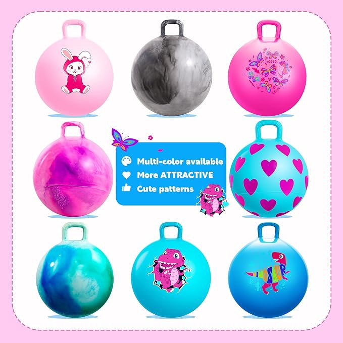EVERICH TOY Hopper Ball for Kids 4-8, 18In Dinosaur Hoppity Hop Ball, Sit On Bouncy Balls with Handle, Indoor Outdoor Easter Basket Stuffers Hopping Toys Gifts for Boys Girls