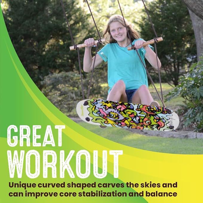 Swurfer TreeSkate Skateboard Tree Swing, Outdoor Stand Up Surf Swing, Kids Outdoor Play Equipment, for Children and AdultsHolds Up to 200 lbs, Ages 6 and Up, Adjustable Handles, Grip Tape (Undawadda)
