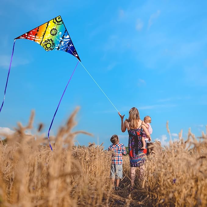 Large Octopus Kites for Kids & Adults,Big Kite for Beginners, Kites for Kids Ages 4-8,Outdoors Activities with Line and Handle