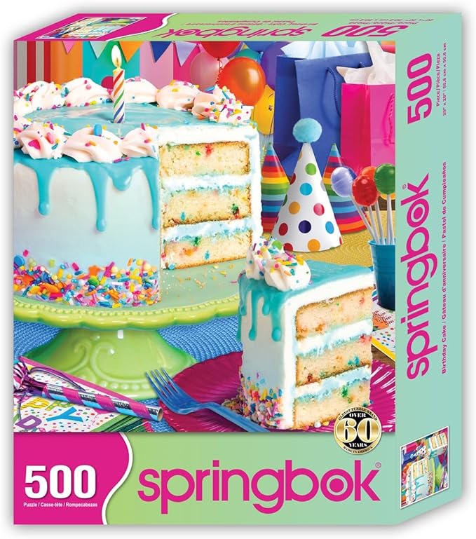 Springbok Birthday Cake 500 Piece Jigsaw Puzzle for Adults and Family Unique Cut Pieces - Made in USA