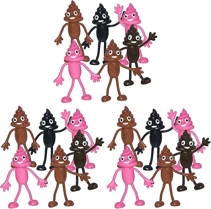 ArtCreativity Bendable Poop Toys - Set of 12 Flexible Poop Figures for Kids, Silly Stress Relief Fidget Toys, Funny Party Decorations, Goody Bag Stuffers, and Piñata Fillers (Pack of 3)