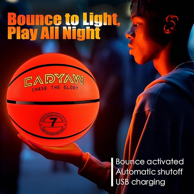 Glow in The Dark Soccer Ball, Rechargeable Light up Soccer Toys, Birthday Gift for Boys and Girls 8-12, Cool Toys for Kids Outdoor Night Activity - Size 5