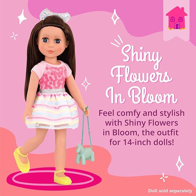 Glitter Girls – 14-Inch Doll Clothes – Shiny Flowers in Bloom Outfit – Toys, Clothes & Accessories for Girls 3 – Year – Old & Up, Pink