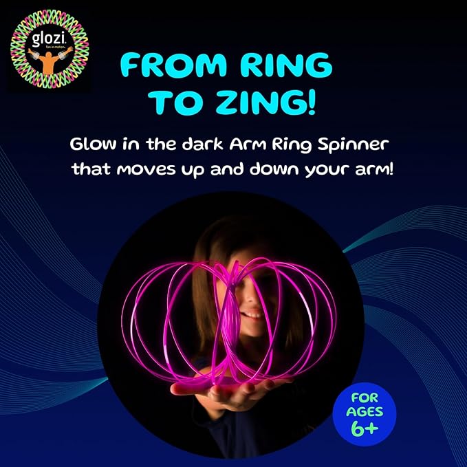 Mozi Glozi Geometric Magic Flow - Easy to Use 3D Spiral Toy, Glowing Spinning Bracelet for Children and Adults (Pink)