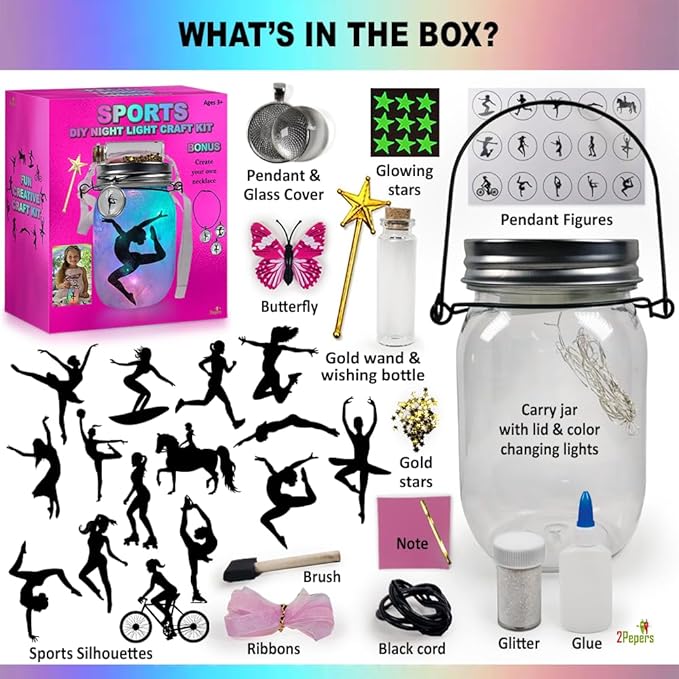 DIY Sports Night Light Gymnastics Gifts for Girls Age 3 4 5 6 7 8-12, Sports Presents & Arts and Crafts Kit for Kids, Art Set Project, Ballet & Dancing Girl Gift