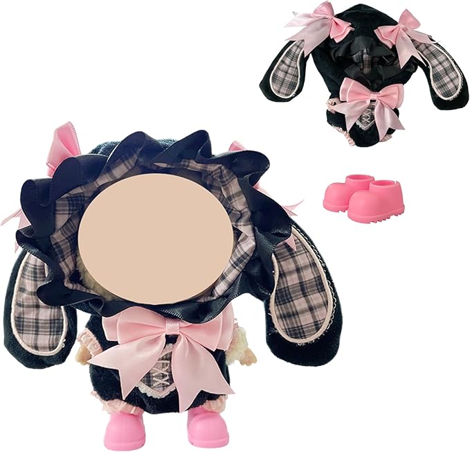 Ezcora 3 Sets Magic Dress-Up Clothes for 17cm Dolls, Bat, Witch, Bunny, Cat & Fantasy Outfits, 6.7-Inch Plush Doll Accessories with Colorful Shoes and Glasses, Kawaii Idea (No Dolls)