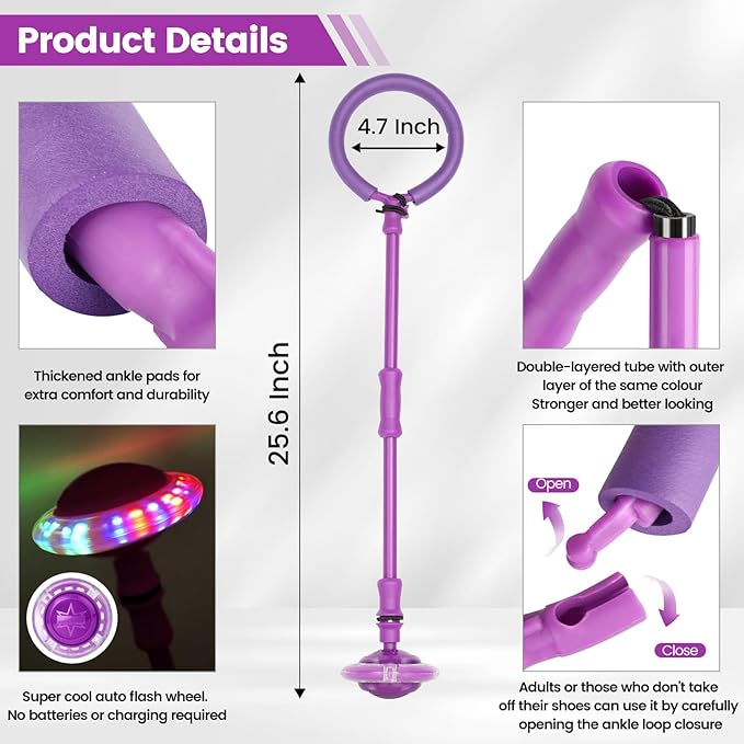 Skip Ball - Foldable Colorful Flash Wheel Indoor Outdoor Game Fitness Toys for Kids, Cool Kids Toys Christmas Birthday Gifts for Girls Boys Age 6 7 8 9 10+ Year Old.