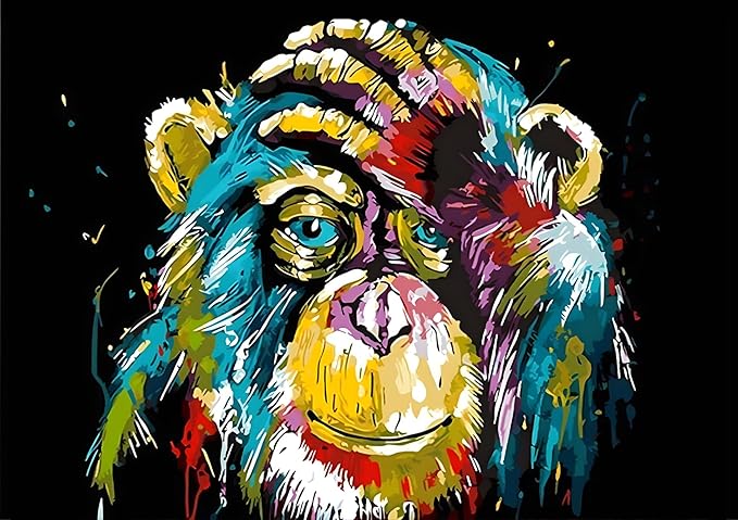 1000 Pieces Jigsaw Puzzle for Adults,Monkey Illustration，Wood Jigsaw Puzzle,Brain Challenge Educational Game Relaxation Family Activity Pastime Entertainment Activity Decorative Puzzle