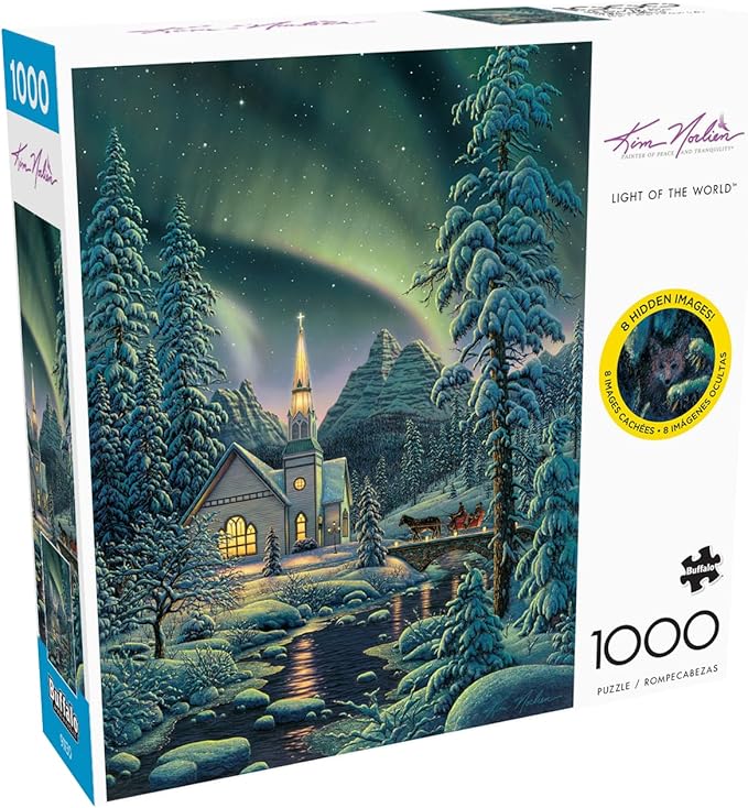 Buffalo Games – Kim Norlien - Light of The World - 1000 Piece Winter Jigsaw Puzzle - Festive, Holiday Puzzles for Adults – Precision-Cut Pieces, Christmas Artwork, Hours of Relaxing Fun
