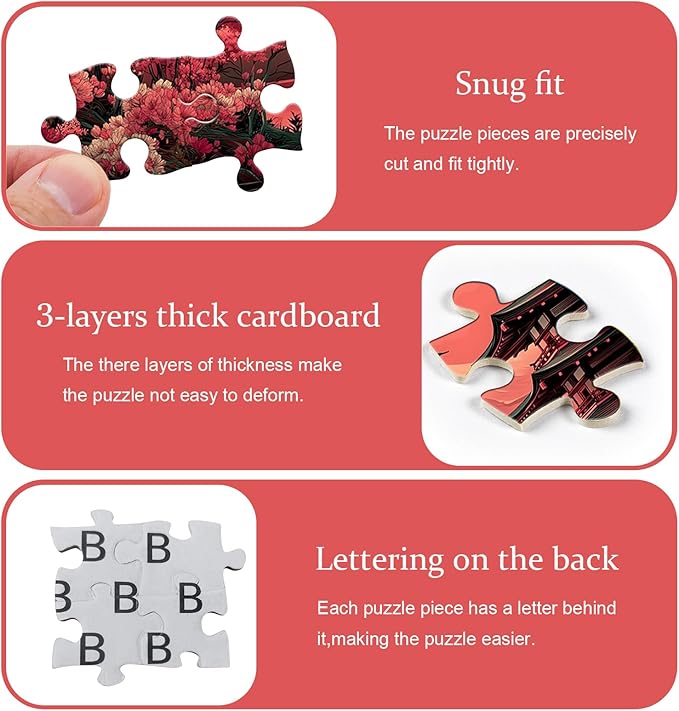 PICKFORU Landscape Puzzles 1000 Piece for Adults, Japanese Cherry Blossom Puzzle Nature Mountain Tree Scenic, Flower Vintage Scenery Jigsaw Puzzles Challenge