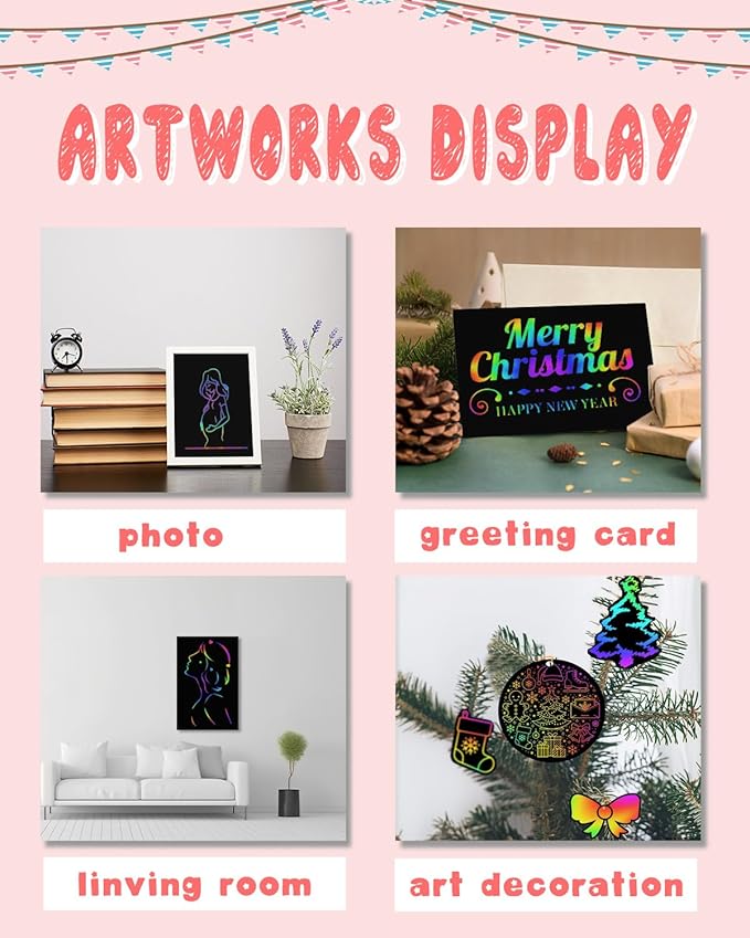 OSLINE Arts and Crafts for Kids Ages 3-5-10 Girls Boys,Rainbow Scratch Paper Art Notebooks,Art Supplies Kit for Gift, Party Favor Toys for 4-8 Year Old,Easter Birthday Gifts for Kids 6-12