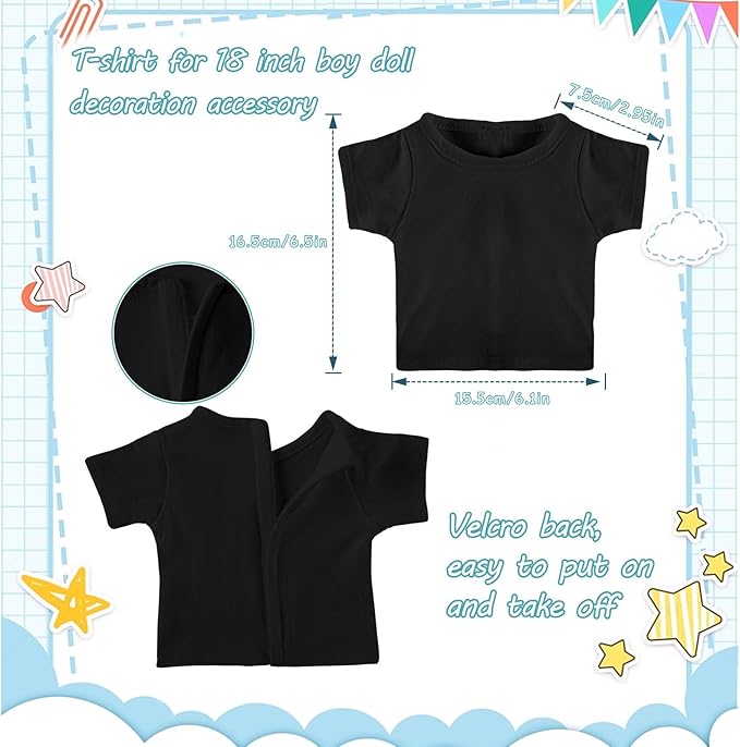 8 Pcs 18 Inch Boy Doll T Shirt Clothes Sublimation 18’’ Dolls Outfits Accessories Classical Tee Shirts Fit 18 Inches Doll for Doll Decoration DIY Pretend Play