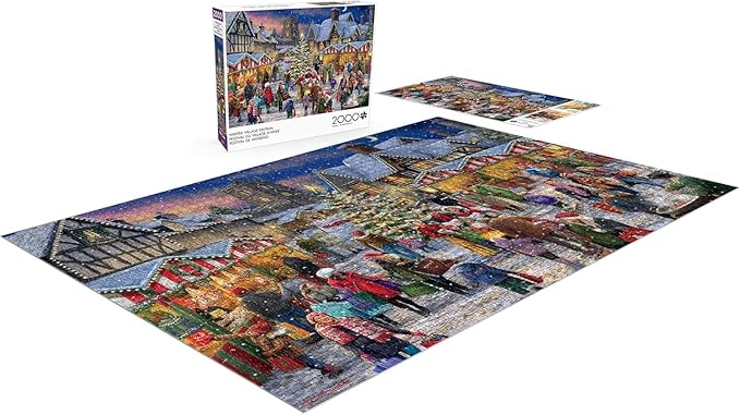 Buffalo Games – Winter Village Festival - 2000 Piece Jigsaw Puzzle - Colorful, Christmas Puzzles for Adults – Precision-Cut Pieces, Festive Artwork, and Hours of Winter Fun