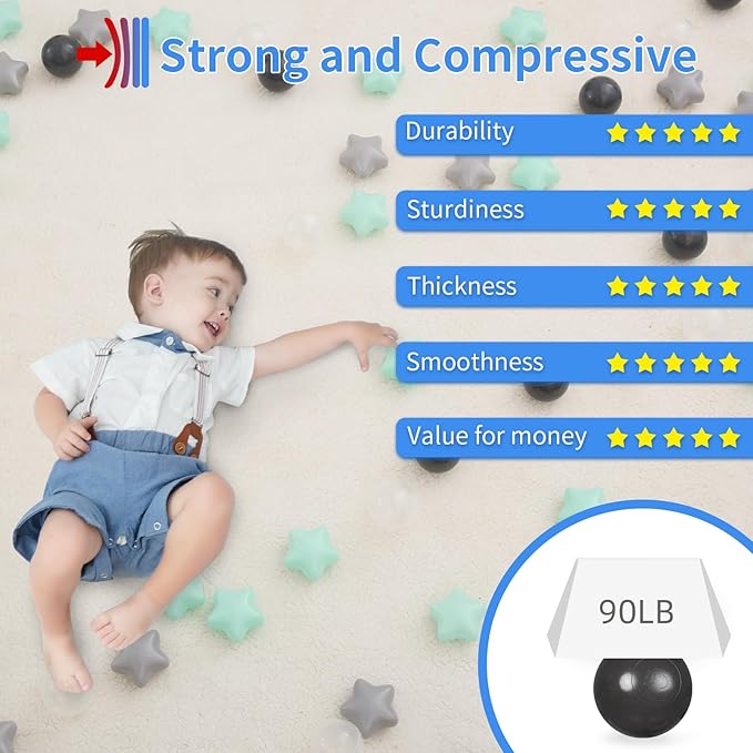 STARBOLO Star Ball Pit Balls - 100pcs Crush Proof Plastic Children's Toy Star Ball Ocean Balls for Birthday Parties Game Pool,2.2'' Balls and 2.55'' Stars