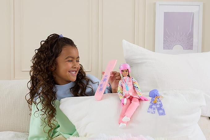 Barbie Careers Snowboarder Doll Wearing Pink Snow Jacket, Pants & Boots with 10+ Accessories Including Color-Change Snowboard
