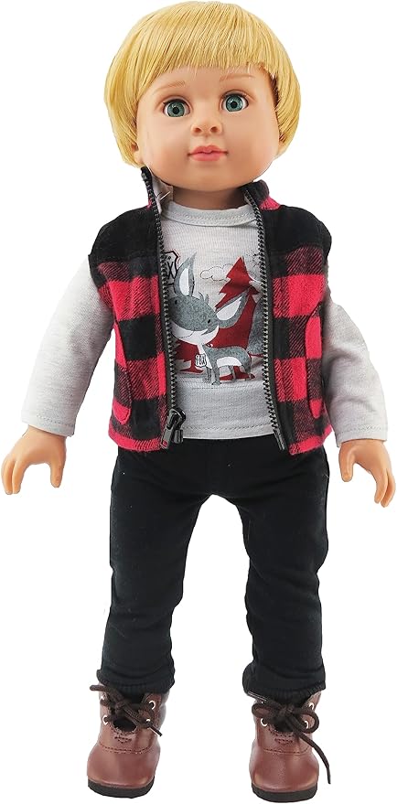 American Fashion World Boy’s Outdoorsy 3 Piece Vest and Pant Sets for 18-Inch Dolls | Premium Quality & Trendy Design