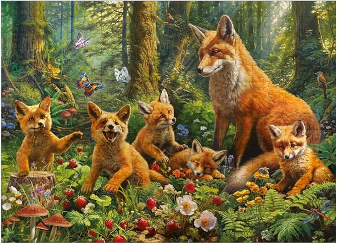 MyPuzzle Fox Family - Premium 300 Piece Jigsaw Puzzle for Adults