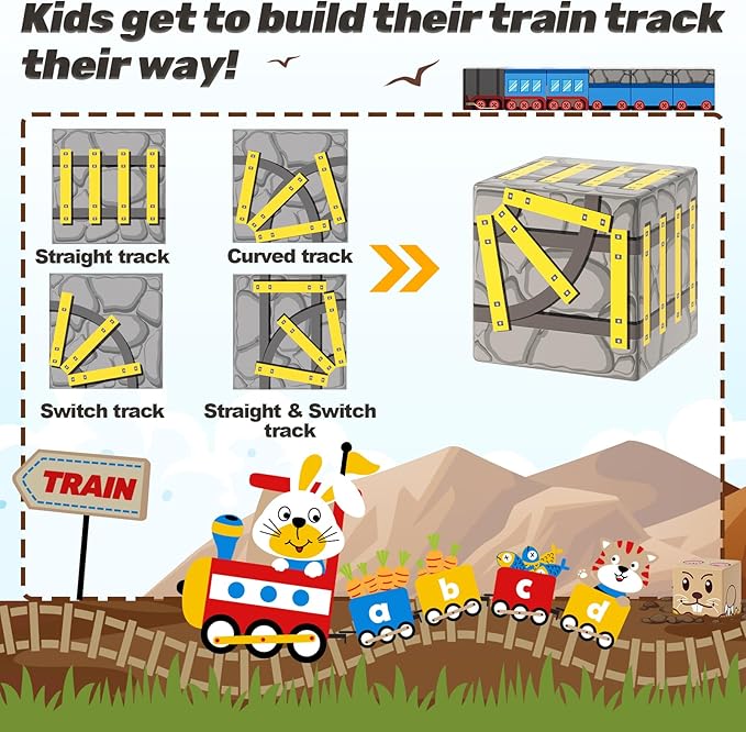 Coodoo Magnetic Blocks - Build Mine Magnet World Mine Train Track Set, Magnetic Building Blocks Toddler Toys STEM Sensory Outdoor Toys for 3+ Year Old Boys & Girls, Kids Toy for Ages 4-6 6-8 5-7