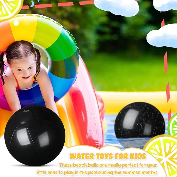 Raiten 12 Pcs Beach Ball Inflatable Beach Balls Large Inflatable Ball Floating Ball for Swimming Pool Party Favors Outdoor Activities Summer Birthday Party Supplies (Black,20 Inch)