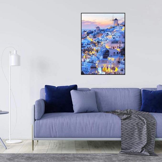 1000 Piece Puzzle for Adults Santorini Landscape Puzzles for Adults 1000 Pieces Skyline Sunset Jigsaw Puzzles 1000 Pieces Greece Buildings Puzzle Scenery Puzzles for Adults Teens Seniors