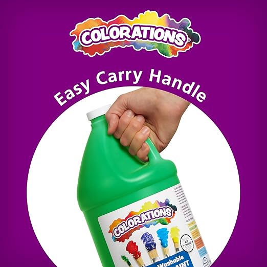 Colorations Paraben-Free Washable Tempera Paint for Kids - 1 Gallon Value Size, Vibrant Green. Non-Toxic and Made in the USA, Classroom Must Haves, Bulk Arts and Crafts Supplies